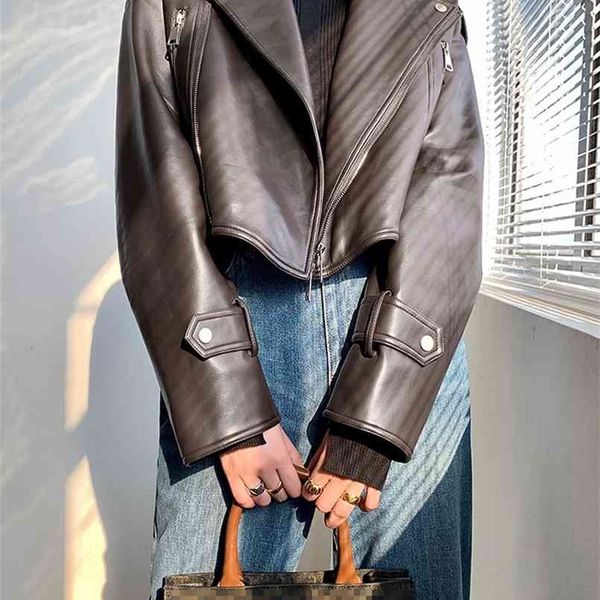 nerazzurri spring short oversized leather jacket women drop shoulder long sleeve zipper light faux leather jackets for women 210916, Black
nerazzurri spring short oversized leather jacket women drop shoulder long sleeve zipper light faux leather jackets for women 210916, Black