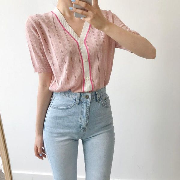 women's t-shirt korean fashon white knit tshirt summer 2021 v-neck short sleeve cardigan hollow out tee femme
women's t-shirt korean fashon white knit tshirt summer 2021 v-neck short sleeve cardigan hollow out tee femme