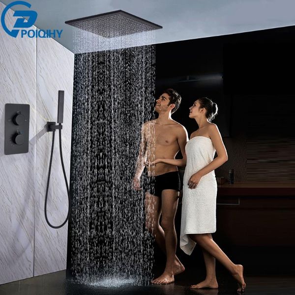 poiqihy matte black shower set thermostatic ceiling mounted bathroom mixers brass rainfall dual handle thermostat valve sets
poiqihy matte black shower set thermostatic ceiling mounted bathroom mixers brass rainfall dual handle thermostat valve sets