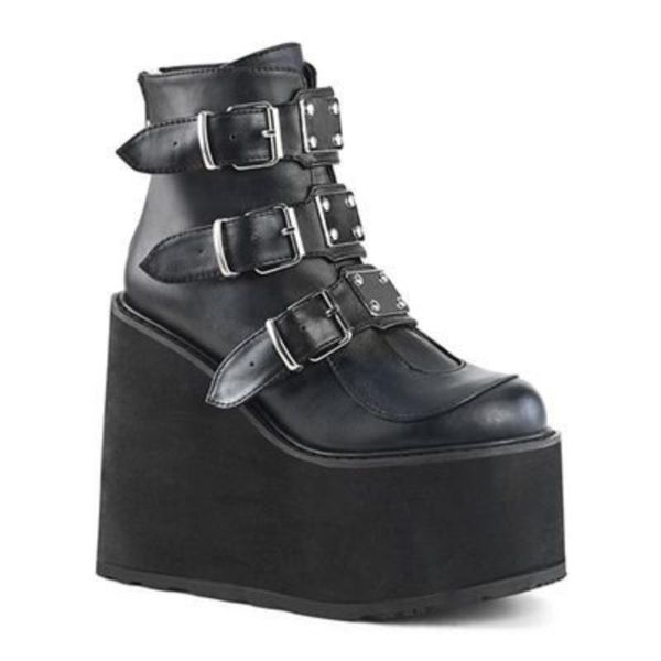 metal buckle ankel boots women punk female platform wedges high heels pu botas mujer plus size 35-43, Black
metal buckle ankel boots women punk female platform wedges high heels pu botas mujer plus size 35-43, Black