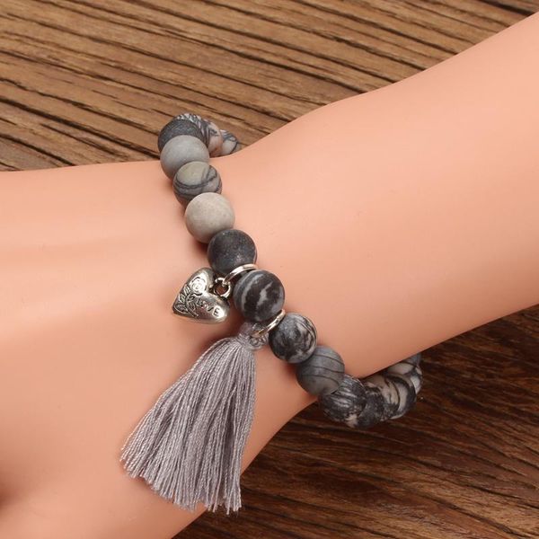 beaded, strands balibali fashion bracelet semi-precious stone silver color heart beads more long tassels as jewelry gift, Black
beaded, strands balibali fashion bracelet semi-precious stone silver color heart beads more long tassels as jewelry gift, Black