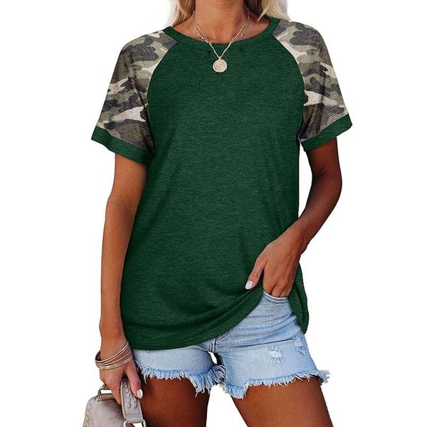 women's t-shirt solid colour camouflage splicing summer t-shirts fashion o-neck oversized casual short sleeve tshirt ropa mujer, White
women's t-shirt solid colour camouflage splicing summer t-shirts fashion o-neck oversized casual short sleeve tshirt ropa mujer, White