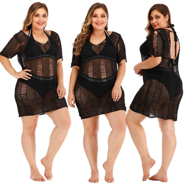 women's plus size large hollow out perspective open ba bandage short sleeve blouse beach 1417
women's plus size large hollow out perspective open ba bandage short sleeve blouse beach 1417