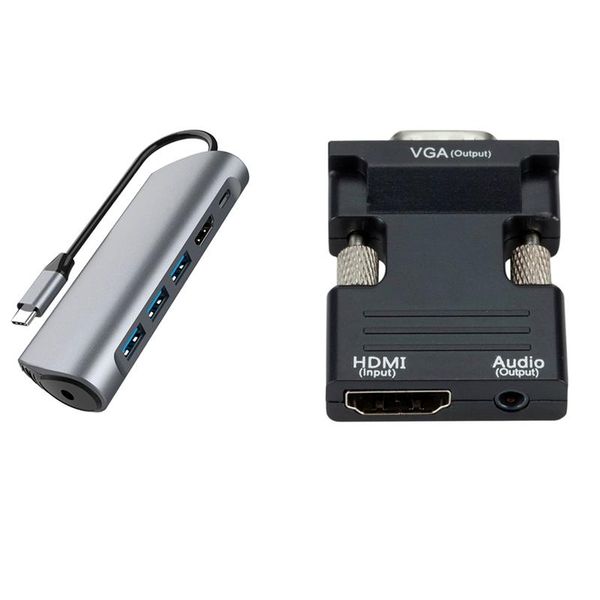 female to vga converter with audio adapter & 6 in 1 hub 4k pd charging port usb 3.0 ports docking stations
female to vga converter with audio adapter & 6 in 1 hub 4k pd charging port usb 3.0 ports docking stations