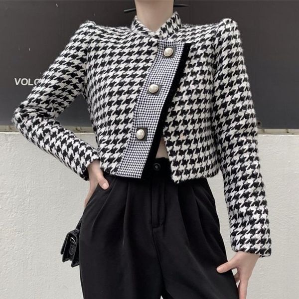 women's jackets houndstooth vintage tweed jacket coat autumn winter fashion high street small fragrance woolen short outerwear, Black;brown
women's jackets houndstooth vintage tweed jacket coat autumn winter fashion high street small fragrance woolen short outerwear, Black;brown
