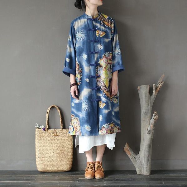 women's trench coats women fall winter retro cotton linen loose coat handmade chinese buttton pattern print outwear ladies overcoats, Tan;black
women's trench coats women fall winter retro cotton linen loose coat handmade chinese buttton pattern print outwear ladies overcoats, Tan;black