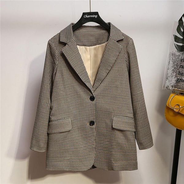 autumn plus size women jacket vintage plaid blazer office lady single breasted houndstooth suit coats large female blazers women's suit, White;black
autumn plus size women jacket vintage plaid blazer office lady single breasted houndstooth suit coats large female blazers women's suit, White;black