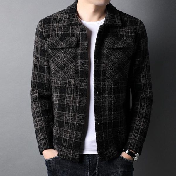 men's sweaters 2021 autumn young plaid shirt long sleeve korean fashion handsome loose and versatile woolen, White;black
men's sweaters 2021 autumn young plaid shirt long sleeve korean fashion handsome loose and versatile woolen, White;black