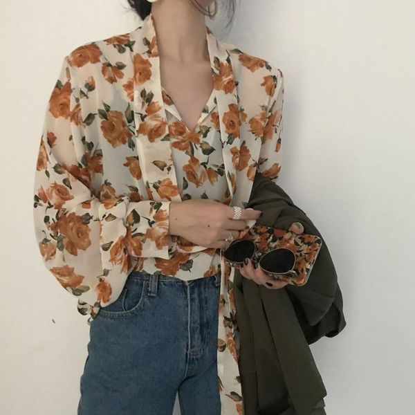 women's blouses & shirts korean chic style spring autumn clothing fashion brand chiffon blouse floral full sleeve loose casual, White
women's blouses & shirts korean chic style spring autumn clothing fashion brand chiffon blouse floral full sleeve loose casual, White