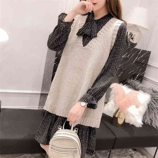 loose plus size v-neck sweater vest women solid color pleated sleeveless mid-length knitted female spring autumn 210427, Black;white
loose plus size v-neck sweater vest women solid color pleated sleeveless mid-length knitted female spring autumn 210427, Black;white