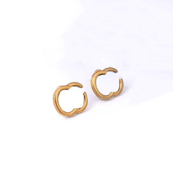 designer letter charm earring womens stud vintage style gold earrings classic double letters studs, Golden
designer letter charm earring womens stud vintage style gold earrings classic double letters studs, Golden