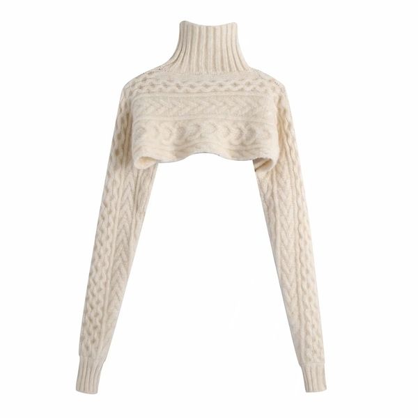 women's fashion personality long-sleeved high-neck eight-strand knitted sweater short 210521, White;black
women's fashion personality long-sleeved high-neck eight-strand knitted sweater short 210521, White;black