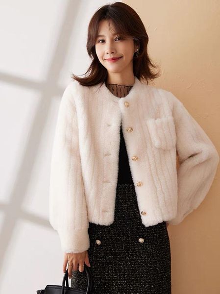 women's fur & faux real coat women 2021 korean fashion winter jacket machine knitted wool coats for, Black 
women's fur & faux real coat women 2021 korean fashion winter jacket machine knitted wool coats for, Black