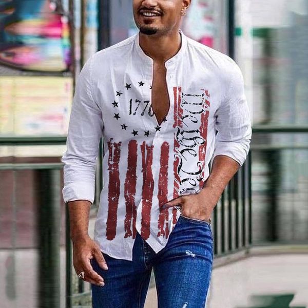 men's casual shirts feitong loose cotton linen white fro men letters printed long-sleeved stand collar social shirt, White;black
men's casual shirts feitong loose cotton linen white fro men letters printed long-sleeved stand collar social shirt, White;black