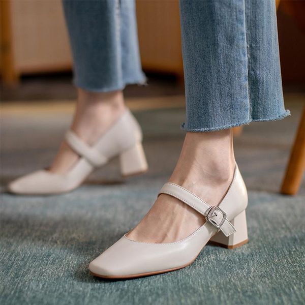 dress shoes square toe buckle mary janes women pumps spring autumn med heels woman genuine leather ladies office, Black
dress shoes square toe buckle mary janes women pumps spring autumn med heels woman genuine leather ladies office, Black