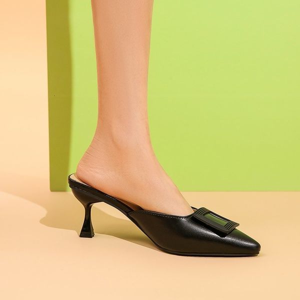 luxury slippers baotou half slipper's fashion wear out net red pointed thin heel sandals and high-heeled muller sho in spring 2021, Black
luxury slippers baotou half slipper's fashion wear out net red pointed thin heel sandals and high-heeled muller sho in spring 2021, Black