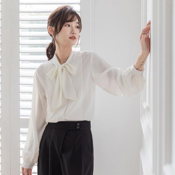 summer office women's white long sleeve shirt bow chiffon blouse ladies korean clothing 210514
summer office women's white long sleeve shirt bow chiffon blouse ladies korean clothing 210514