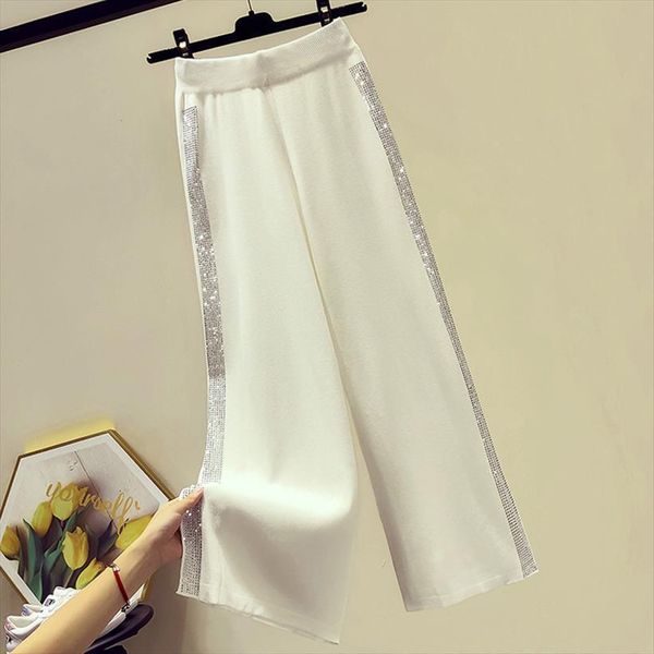 drape knitted wide leg women capris spring casual loose fit heavy industry drilling high waist, Black;white
drape knitted wide leg women capris spring casual loose fit heavy industry drilling high waist, Black;white