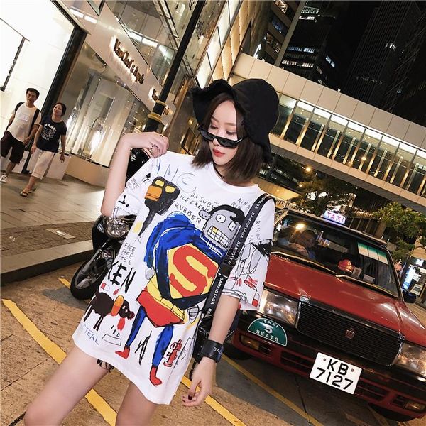 women's t-shirt women fashion street cartoon 3d print lovely loose boyfriend short casual, White
women's t-shirt women fashion street cartoon 3d print lovely loose boyfriend short casual, White