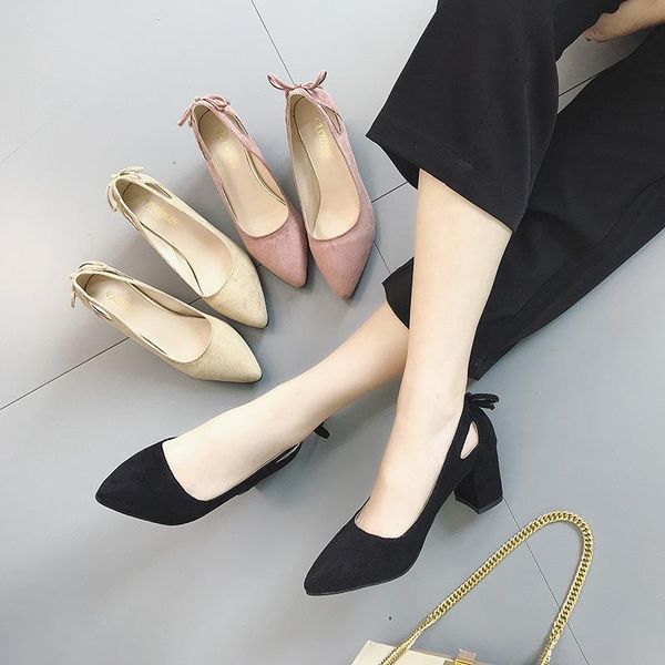 dress shoes 2021 women woman pumps spring autumn pointed toe solid flock thick high heels bow knot office causal plus size, Black
dress shoes 2021 women woman pumps spring autumn pointed toe solid flock thick high heels bow knot office causal plus size, Black