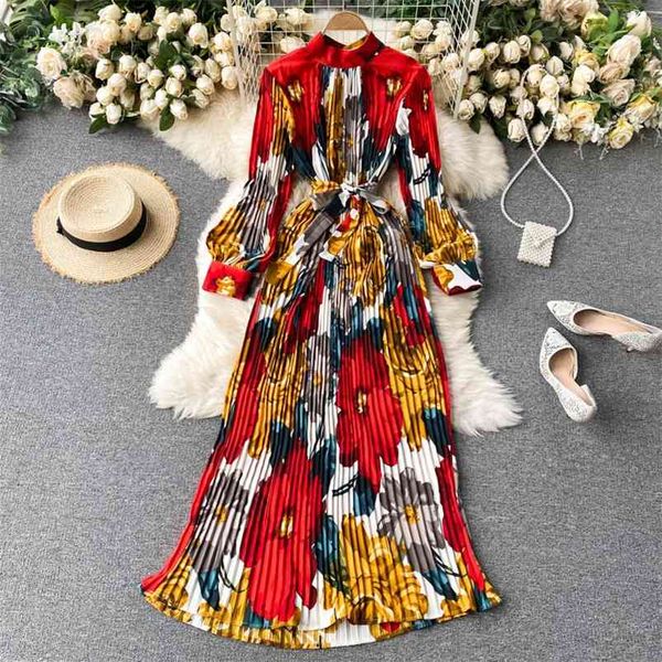 spring retro print pleated long maxi vestidos femininity small stand-up collar puff sleeve slim holiday dress c293 210507, Black;gray
spring retro print pleated long maxi vestidos femininity small stand-up collar puff sleeve slim holiday dress c293 210507, Black;gray