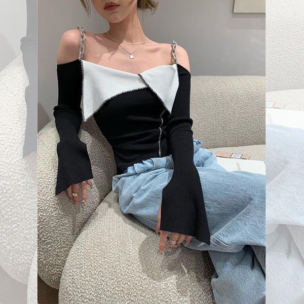 women's knits & tees short knitwear sweater 2021 spring dress design sensual french shoulder summer, White
women's knits & tees short knitwear sweater 2021 spring dress design sensual french shoulder summer, White