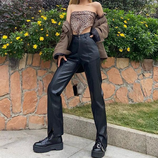 women's pants & capris femotwin cool pu leather plaid black loose womens autumn winter trousers luxurious design long female, Black;white
women's pants & capris femotwin cool pu leather plaid black loose womens autumn winter trousers luxurious design long female, Black;white