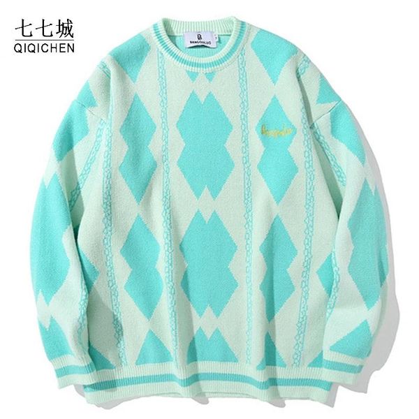 men's sweaters vintage knitted college women men lingge streetwear hip hop plaid loose knitwear pullover 2021 japanese jumper, White;black
men's sweaters vintage knitted college women men lingge streetwear hip hop plaid loose knitwear pullover 2021 japanese jumper, White;black