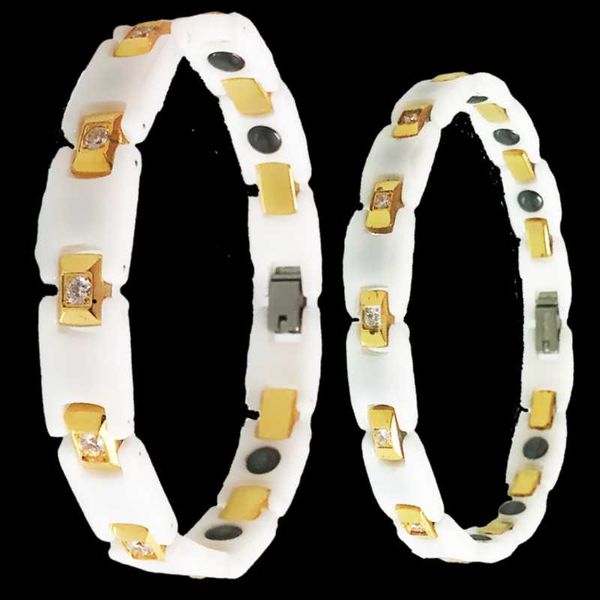 link, chain couple white ceramic golden tungsten crystal wrist bracelets men's health care therapy magnetic armband women's jewelr, Black
link, chain couple white ceramic golden tungsten crystal wrist bracelets men's health care therapy magnetic armband women's jewelr, Black