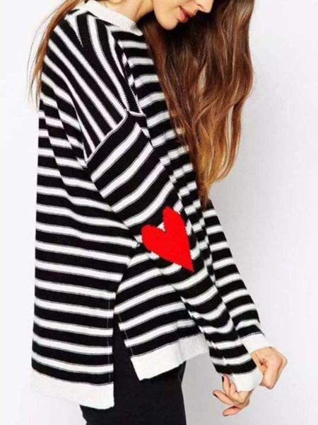 women's sweaters black and white striped kawaii red heart pattern pullovers female sweatershirts knitted jumpers women clothes 2021, White;black
women's sweaters black and white striped kawaii red heart pattern pullovers female sweatershirts knitted jumpers women clothes 2021, White;black