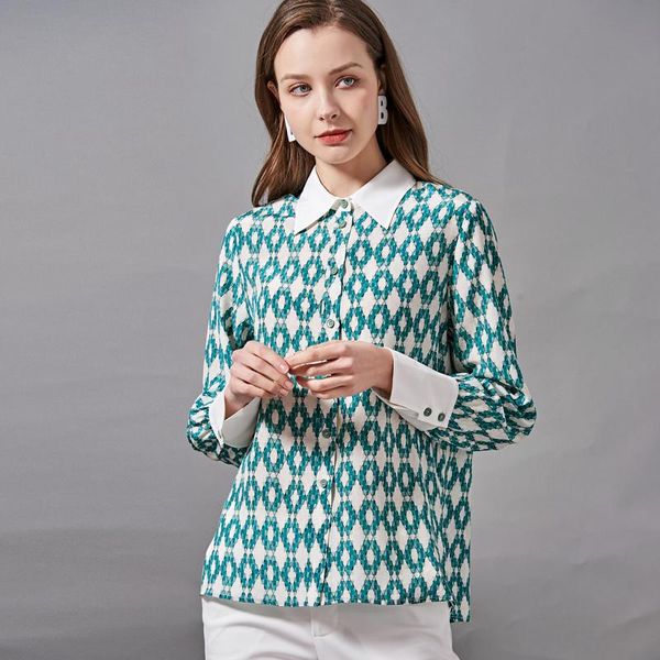 women's blouses & shirts 100% silk shirt turn down collar long sleeves plaid printed fashion casual blouse camisas, White
women's blouses & shirts 100% silk shirt turn down collar long sleeves plaid printed fashion casual blouse camisas, White