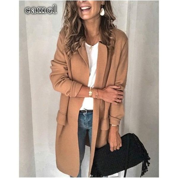 womens solid colors cardigan suit jackets fashion trend long sleeve lapel mid-length blazers female winter fake pocket casual loose coats, White;black
womens solid colors cardigan suit jackets fashion trend long sleeve lapel mid-length blazers female winter fake pocket casual loose coats, White;black