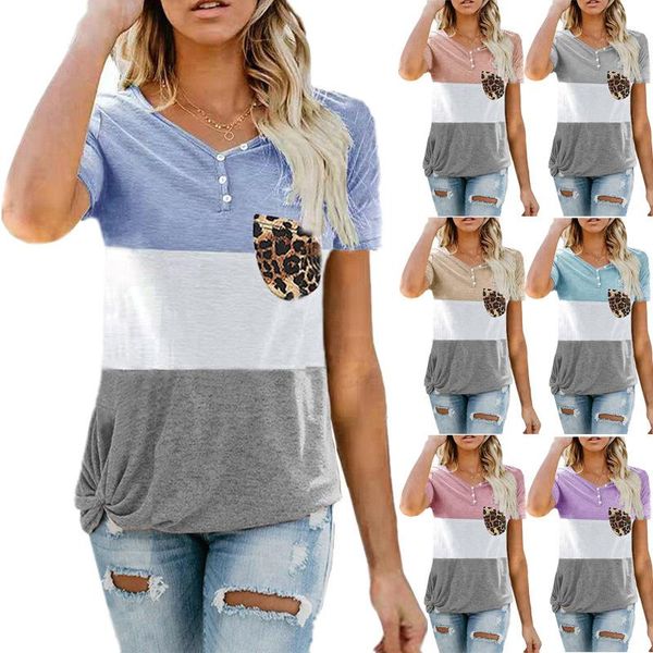 women's t-shirt summer 2021 women fashion patchwork color leopard pocket t-shirts ladies casual v-neck short sleeve s-5xl, White
women's t-shirt summer 2021 women fashion patchwork color leopard pocket t-shirts ladies casual v-neck short sleeve s-5xl, White