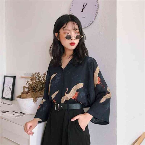 womens blouses clothes japan kawaii ladies retro summer style vintage crane blouse female punk harajuku cute tunic for women, White
womens blouses clothes japan kawaii ladies retro summer style vintage crane blouse female punk harajuku cute tunic for women, White