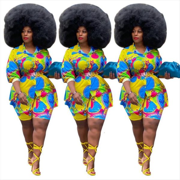 spring colorful digital print two women tracksuits piece sets plus size turn down collar single breasted shirts skinny shorts outfits, Gray
spring colorful digital print two women tracksuits piece sets plus size turn down collar single breasted shirts skinny shorts outfits, Gray