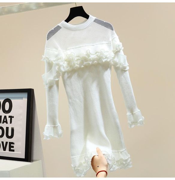 casual dresses mesh stitching hollow-out white dress autumn and winter slim fit beads flounced elastic knitted women party vestido, Black;gray
casual dresses mesh stitching hollow-out white dress autumn and winter slim fit beads flounced elastic knitted women party vestido, Black;gray