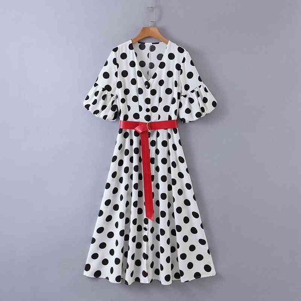 fashion spring dot print v neck midi dress women ruffles a-line slim temperament office with belt vacation xz2535 210525, Black;gray
fashion spring dot print v neck midi dress women ruffles a-line slim temperament office with belt vacation xz2535 210525, Black;gray