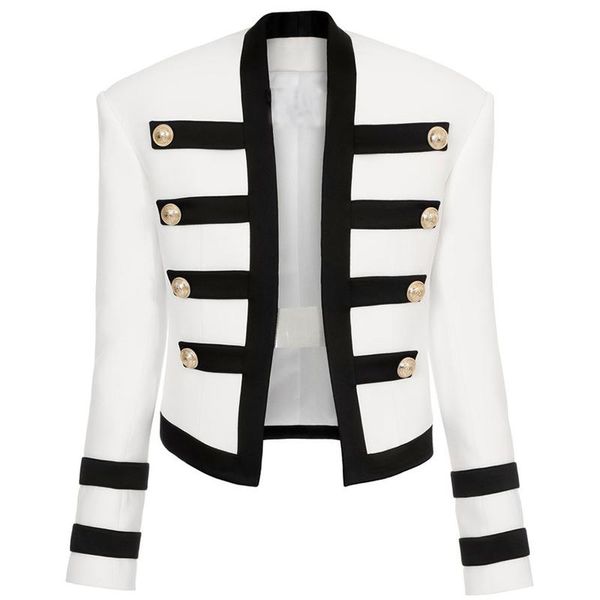 women's jackets high street est 2021 designer jacket color block collarless lion buttons band, Black;brown
women's jackets high street est 2021 designer jacket color block collarless lion buttons band, Black;brown