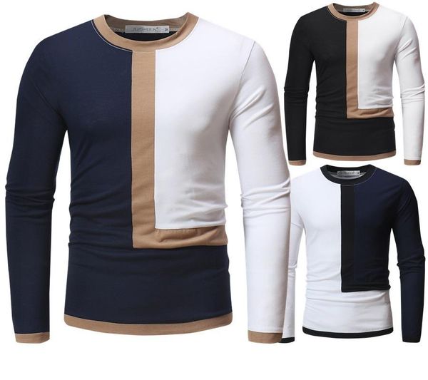 men's t-shirts 2021 european american clothing autumn winter stitching fashion round neck pullover long-sleeved t-shirt, White;black
men's t-shirts 2021 european american clothing autumn winter stitching fashion round neck pullover long-sleeved t-shirt, White;black