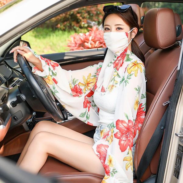 scarves summer women sun protection arm sleeve mask shawl driving anti-uv floral printed chiffon outdoor riding clothing, Blue;gray
scarves summer women sun protection arm sleeve mask shawl driving anti-uv floral printed chiffon outdoor riding clothing, Blue;gray