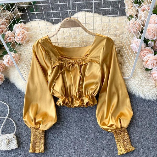 women's blouses & shirts 2021 sweet women pullover shirt thin satin square collar long puff sleeve bow lace up short crop ladies poplin, White
women's blouses & shirts 2021 sweet women pullover shirt thin satin square collar long puff sleeve bow lace up short crop ladies poplin, White