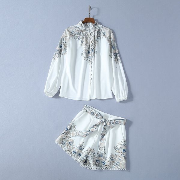 two piece dress spring for european and american women's wear stand-up collar printed long-sleeved shirt shorts fashion suits fsw5, White
two piece dress spring for european and american women's wear stand-up collar printed long-sleeved shirt shorts fashion suits fsw5, White