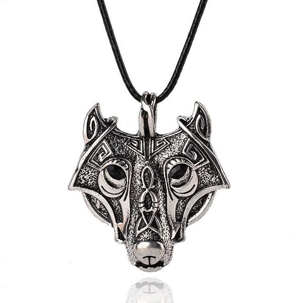 pendant necklaces norse vikings mythology wolf head necklace men's vintage leather rope accessories, Silver
pendant necklaces norse vikings mythology wolf head necklace men's vintage leather rope accessories, Silver