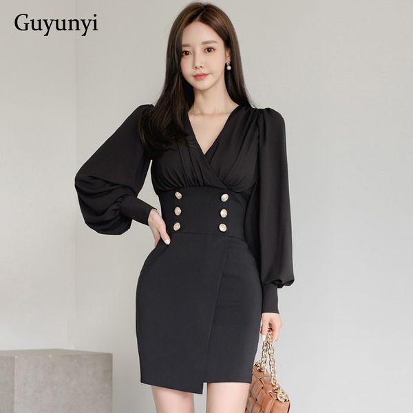 elegant office lady dress 2021 spring black lantern sleeve decorative double breasted high waist tight party dress women, Black;gray
elegant office lady dress 2021 spring black lantern sleeve decorative double breasted high waist tight party dress women, Black;gray
