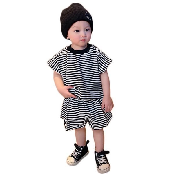 spring new 2pcs children's outfit sets boys o-neck t-shirt and shorts casual striped kids boy cotton clothes set 210413, White
spring new 2pcs children's outfit sets boys o-neck t-shirt and shorts casual striped kids boy cotton clothes set 210413, White