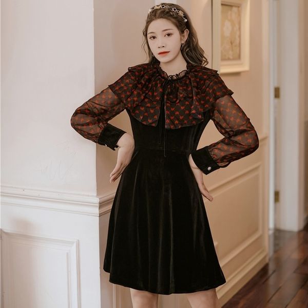 autumn vintage elegant woman velvet mesh printing patchwork long sleeve high waist o neck a line midi dresses 210514, Black;gray
autumn vintage elegant woman velvet mesh printing patchwork long sleeve high waist o neck a line midi dresses 210514, Black;gray