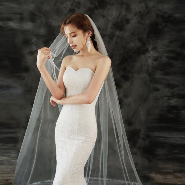 bridal veils elegant wedding accessories appliques tulle long chaple lace edge 1t 3 meters veu de noiva longo, Black
bridal veils elegant wedding accessories appliques tulle long chaple lace edge 1t 3 meters veu de noiva longo, Black
