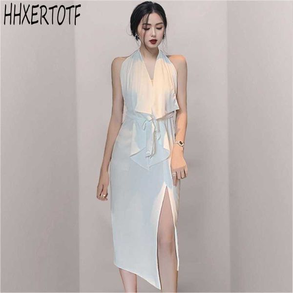 summer fashion sleeveless halter backles office dress ruffles party es bandage elegant vestido 210531, Black;gray
summer fashion sleeveless halter backles office dress ruffles party es bandage elegant vestido 210531, Black;gray