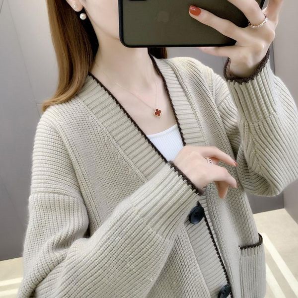 women's knits & tees spring women knitted cardigan sweater 2021 female loose-fitting outer wear thicker style foreign jacket a91, White
women's knits & tees spring women knitted cardigan sweater 2021 female loose-fitting outer wear thicker style foreign jacket a91, White