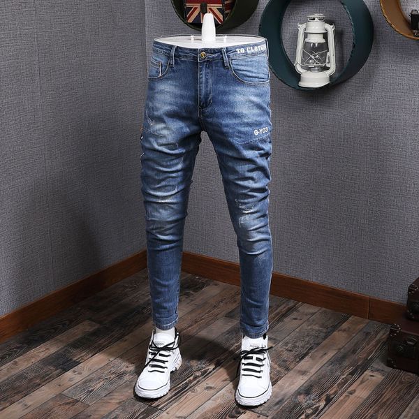 jeans korean style fashion men jeans newly elastic slim fit ripped denim trousers printed designer hip hop pencil pants homme, Blue
jeans korean style fashion men jeans newly elastic slim fit ripped denim trousers printed designer hip hop pencil pants homme, Blue